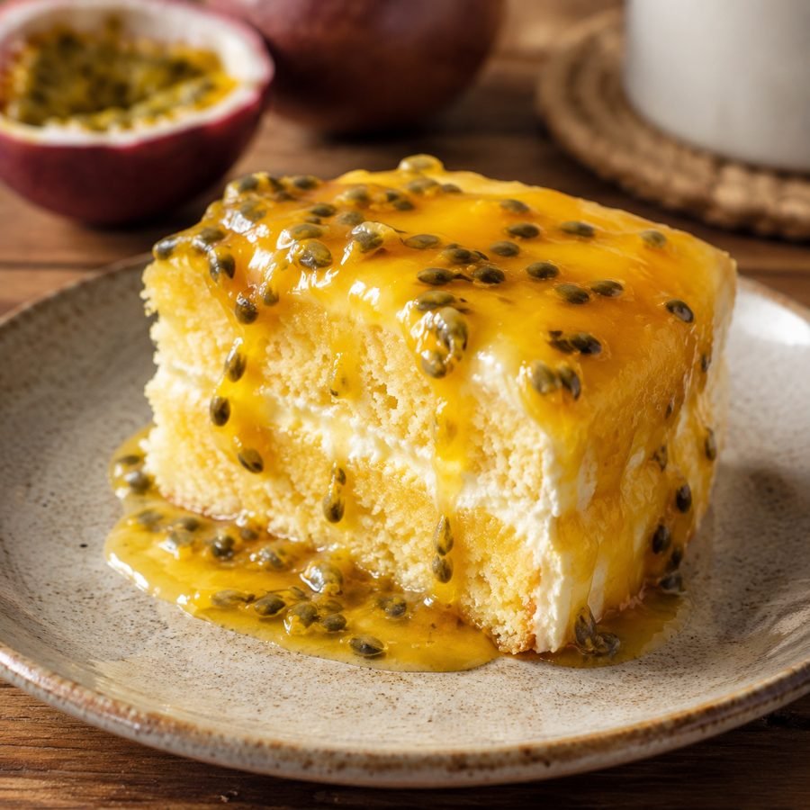 Passionsfruchtkuchen mit Sirup